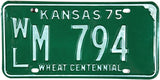 1975 Kansas License Plate in Excellent Minus condition