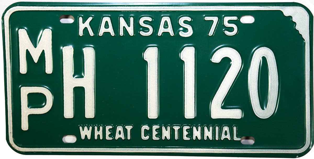 1975 Kansas License Plate Near Mint with Wrapper