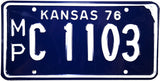 1976 Kansas License Plate in Excellent Minus condition