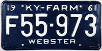 1961 Kentucky Farm License Plate