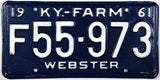 1961 Kentucky Farm License Plate