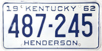 1962 Kentucky License Plate