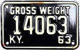 1963 Kentucky Truck Gross Weight License Plate