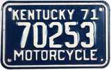 1971 Kentucky Motorcycle License Plate