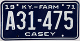 A New Old Stock 1971 Kentucky Farm License Plate