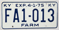A New Old Stock 1975 Kentucky Farm License Plate Excellent plus