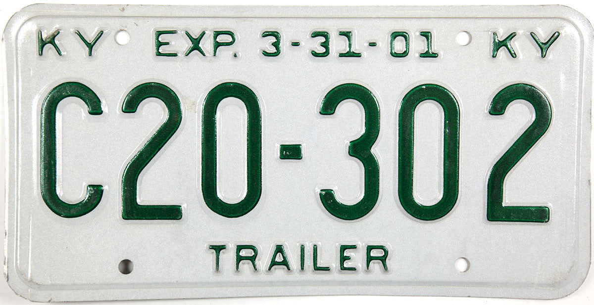 2001 Kentucky Trailer License Plate