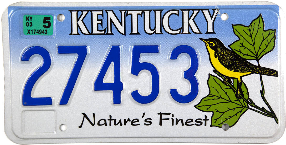 2003 Kentucky Goldfinch License Plate