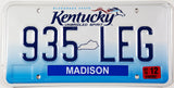 A 2010 Kentucky Passenger Car License Plate from Madison County