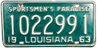 1963 Louisiana License Plate without the pelican for sale by Brandywine General Store
