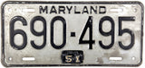 1951 Maryland License Plate