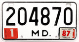 1987 Maryland Motorcycle License Plate