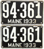 1933 Maine License Plate