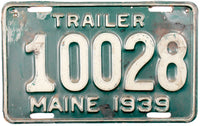 1939 Maine Trailer License Plate