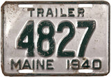 1940 Maine Trailer License Plate