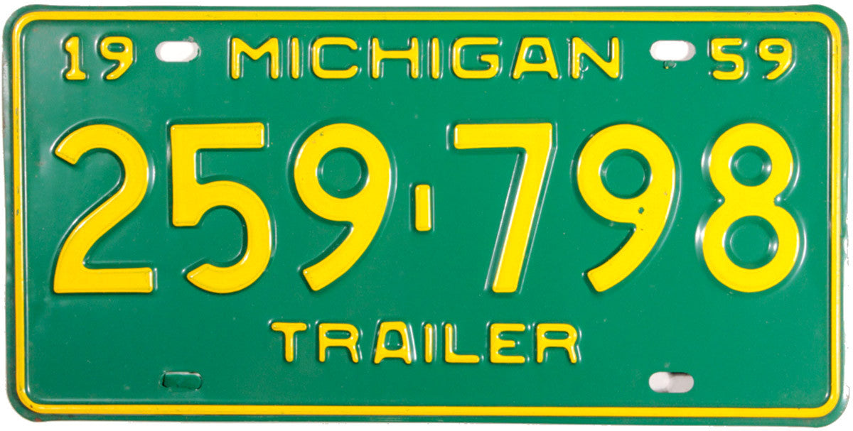 1959 Michigan Trailer License Plate