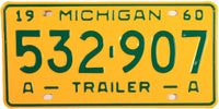 1960 Michigan Trailer License Plate
