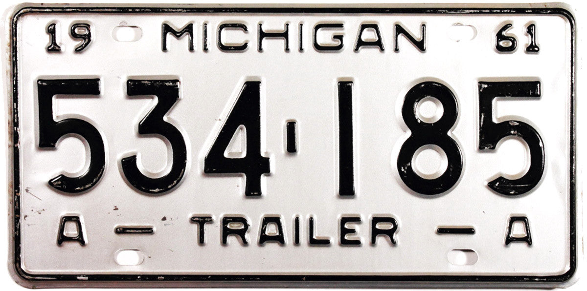 1961 Michigan A Trailer License Plate