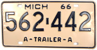 1966 Michigan A Trailer License Plate