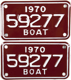 1970 Michigan Boat License Plates