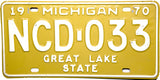1970 Michigan Single License Plate in New Old Stock excellent minus condition