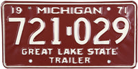 1971 Michigan Trailer License Plate
