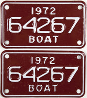 1972 Michigan Boat License Plates