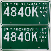 1977 Michigan Half Year Commercial License Plates