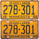 1952 Minnesota License Plates