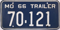 1966 Missouri Trailer License Plate