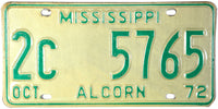 1972 Mississippi License Plate