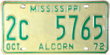1972 Mississippi License Plate