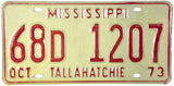 1973 Mississippi License Plate NOS Excellent