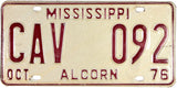 1976 Mississippi License Plate