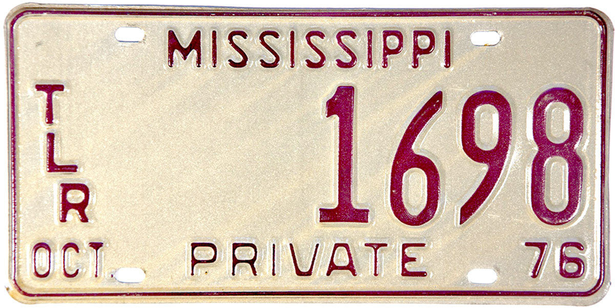 1976 Mississippi Trailer License Plate
