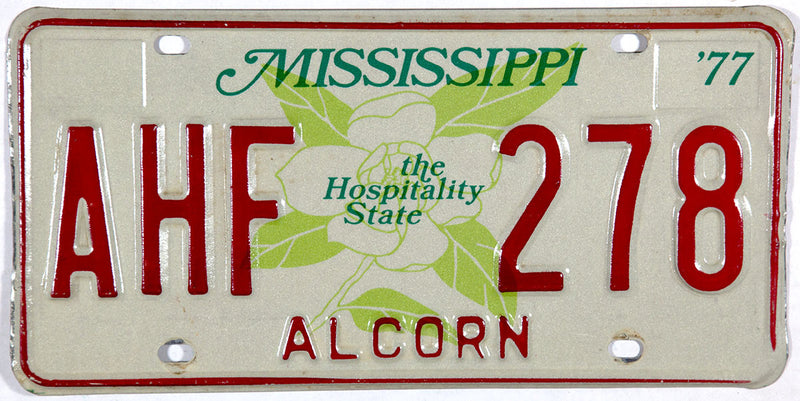 1977 Mississippi License Plate
