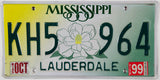 A 1999 Mississippi passenger automobile license plate