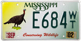 2002 Mississippi Wild Turkey License Plate