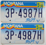 A pair of 1993 Montana Passenger Car License Plates for sale by Brandywine General Store in excellent minus condition