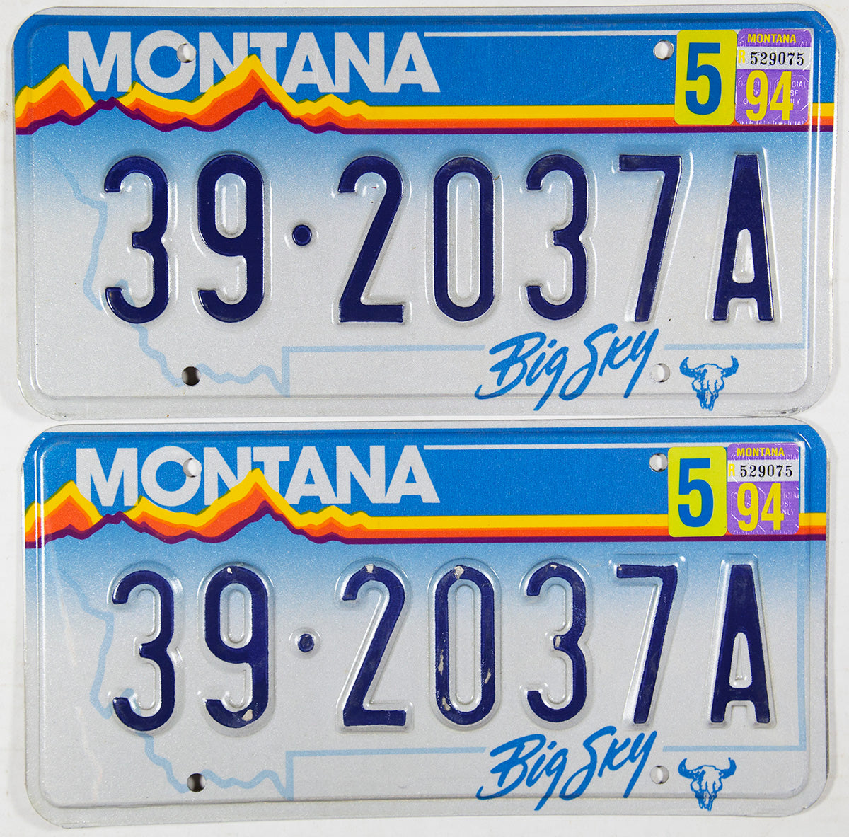 A pair of 1994 Montana Passenger Car License Plates