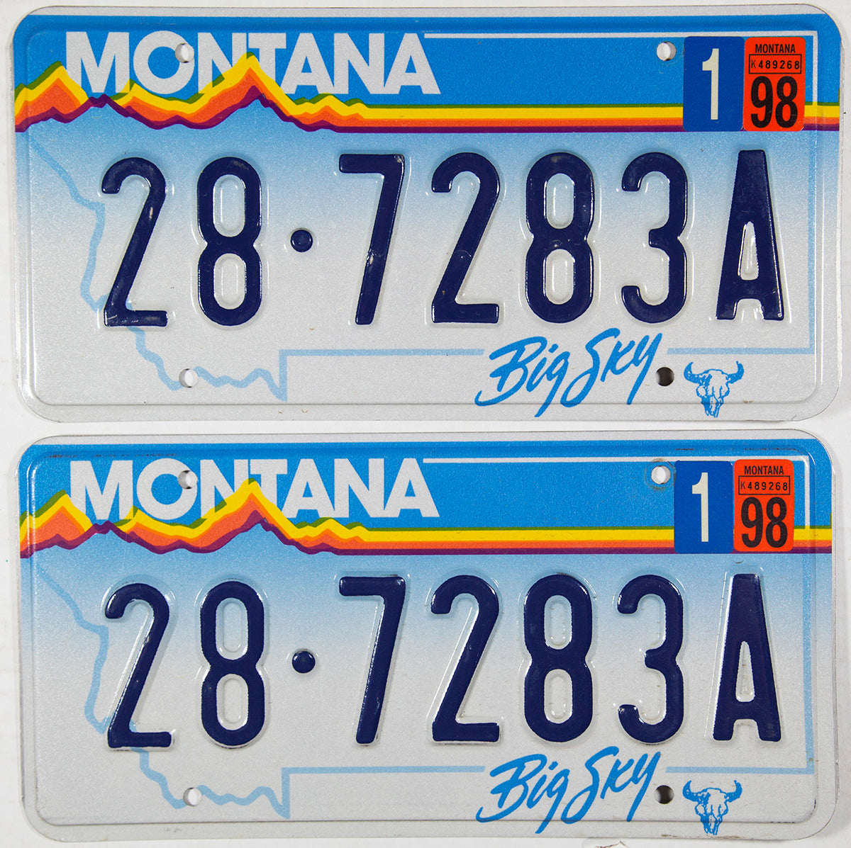 A pair of 1998 Montana Passenger Car License Plates