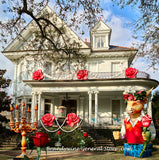 A premium quality art print of Mardi Gras House with Cow and Pink Roses