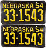 1954 Nebraska License Plates