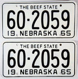 A pair of 1965 Nebraska car license plates