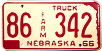 1966 Nebraska Farm License Plate
