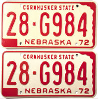 1972 Nebraska License Plates