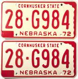 1972 Nebraska License Plates