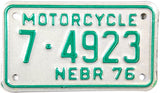 1976 Nebraska Motorcycle License Plate