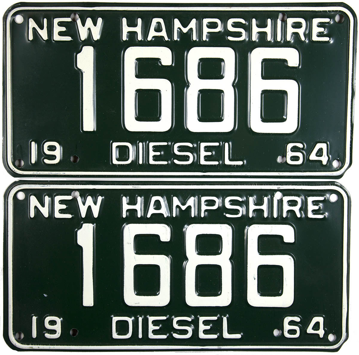 1964 New Hampshire Diesel License Plates Pair