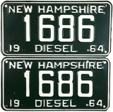 1964 New Hampshire Diesel License Plates Pair